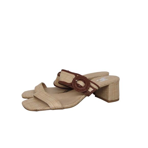 new Jack Rogers callie block heel straw beach brown sandal sz10 strappy buckle - Picture 1 of 7